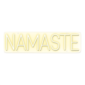 Pemberly Row Namaste LED Neon Wall Sign White Acrylic with Easy Setup