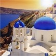 Pemberly Row Wall Art Santorini Sunset Frameless Glass White Multicolor