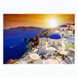 Pemberly Row Wall Art Santorini Sunset Frameless Glass White Multicolor