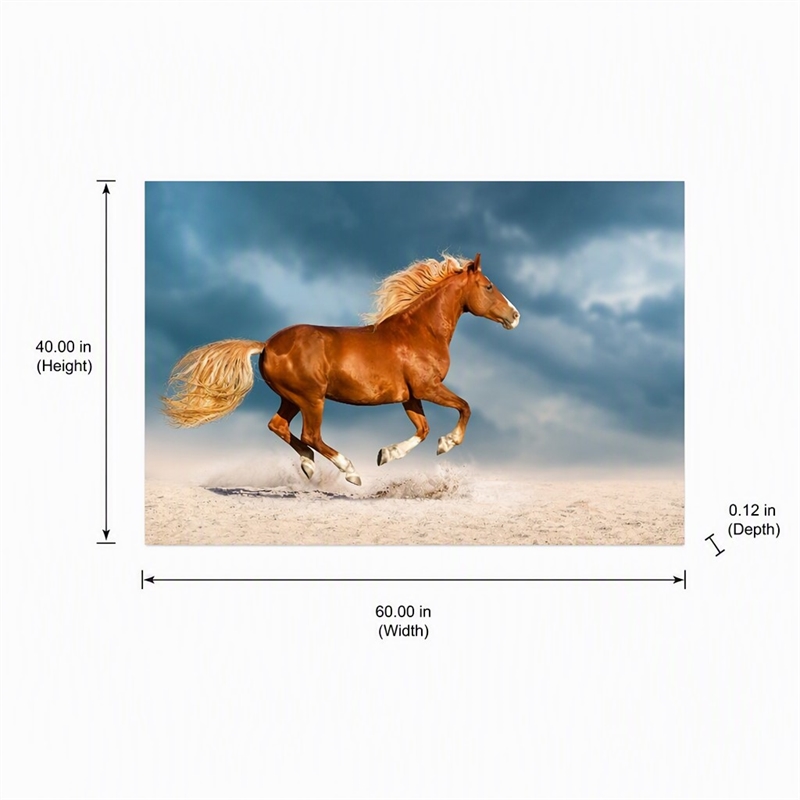 Pemberly Row Frameless Tempered Glass Wall Art Golden Gallop 60