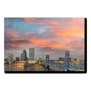 Pemberly Row Frameless Tempered Glass Skyline Wall Art Jacksonville Multicolor
