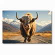 Pemberly Row Frameless Tempered Glass Wall Art Highway Cow 60