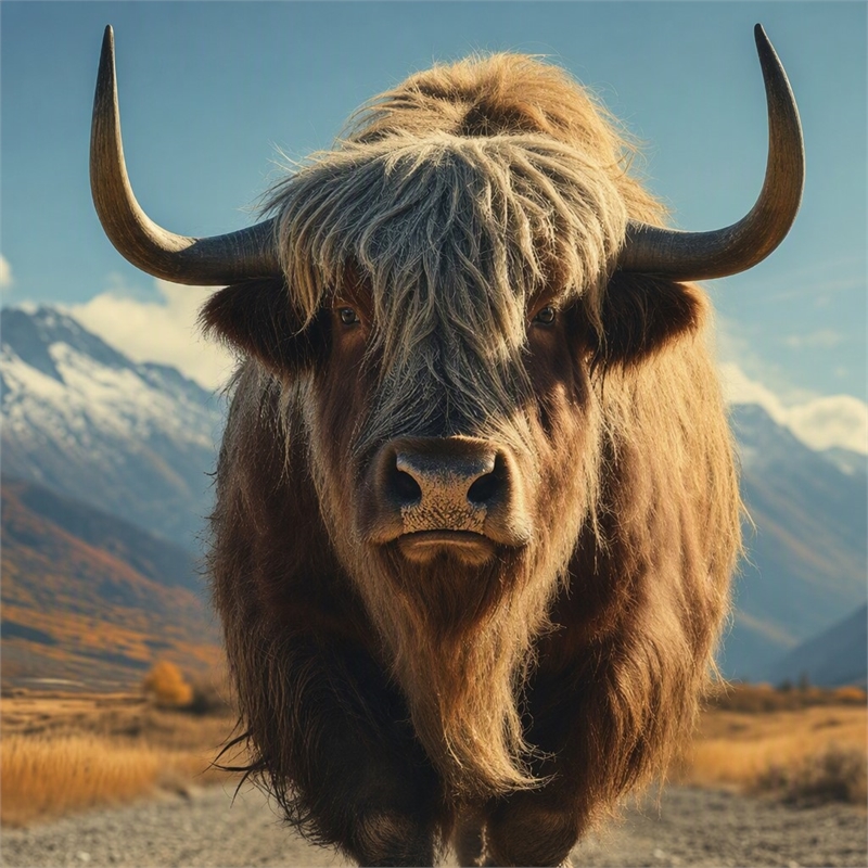Pemberly Row Frameless Tempered Glass Wall Art Highway Cow 60