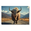 Pemberly Row Frameless Tempered Glass Wall Art Highway Cow 60