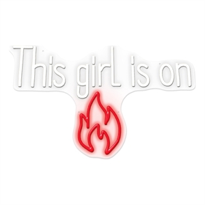 Pemberly Row Neon Wall Sign This Girl is On Fire - 28&quot x 17&quot - Red Acrylic