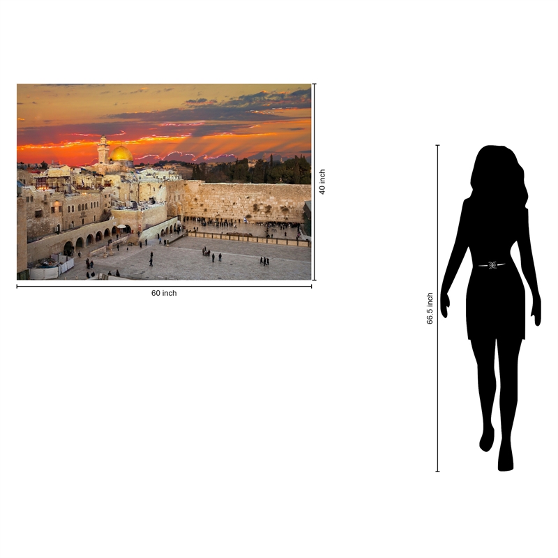 Pemberly Row Frameless Tempered Glass Jerusalem Wall Art in Multicolor