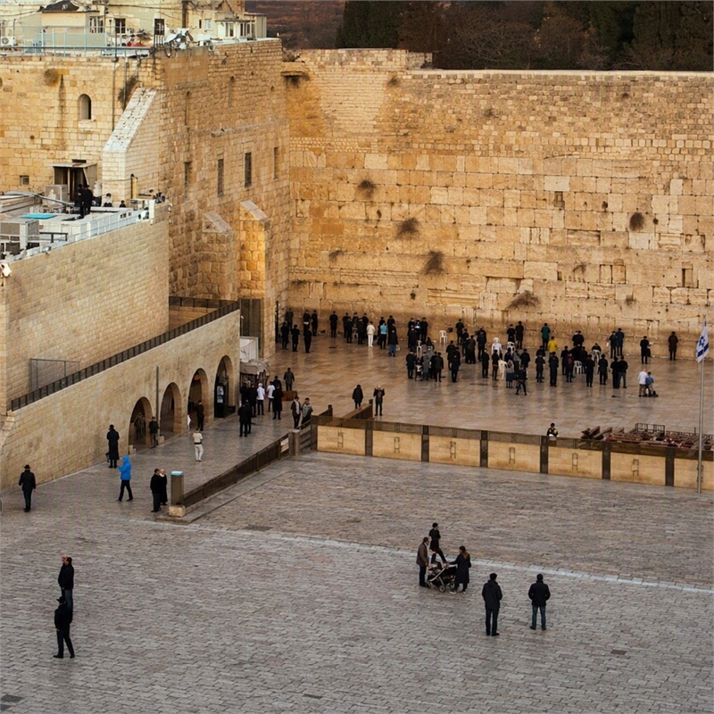 Pemberly Row Frameless Tempered Glass Jerusalem Wall Art in Multicolor