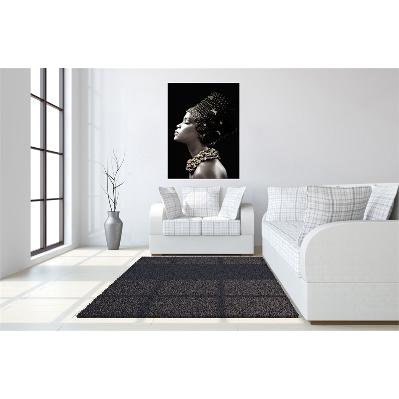 Pemberly Row Woman Side Profile Rhinestones Glass Wall Art - Multicolor