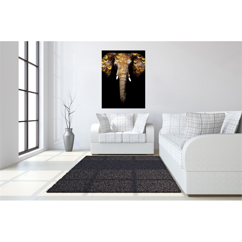 Pemberly Row Gold Tribal Elephant Wall Art - Frameless Glass - Multicolor