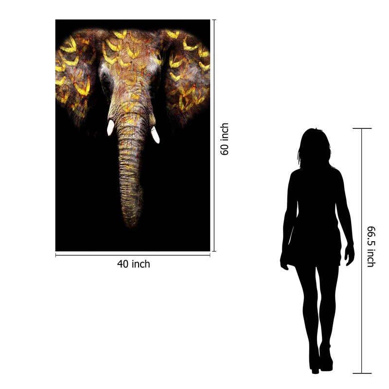 Pemberly Row Gold Tribal Elephant Wall Art - Frameless Glass - Multicolor