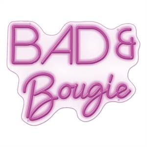 Pemberly Row Bad & Bougie Acrylic Neon Sign - 23&quot x 18&quot - Pink Contemporary