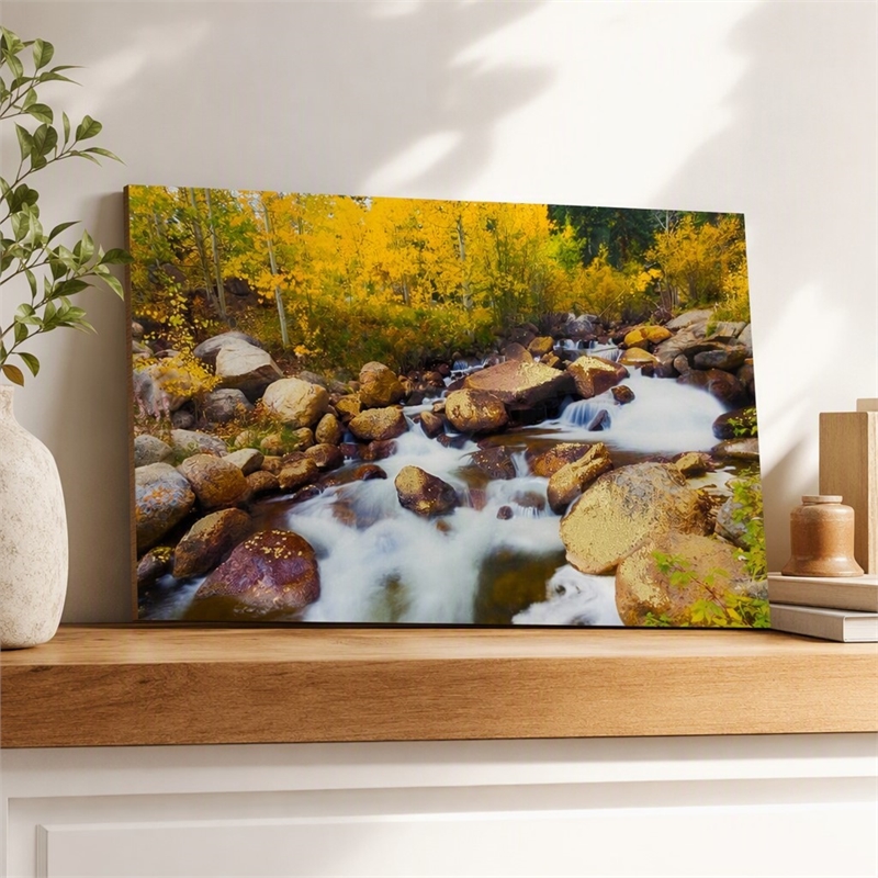 Pemberly Row Aspen Frameless Tempered Glass Wall Art in Multicolor