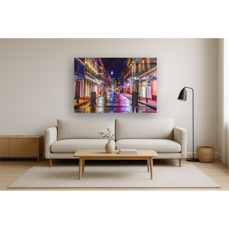 Pemberly Row Bourbon Street Tempered Glass Wall Art in Multicolored Design