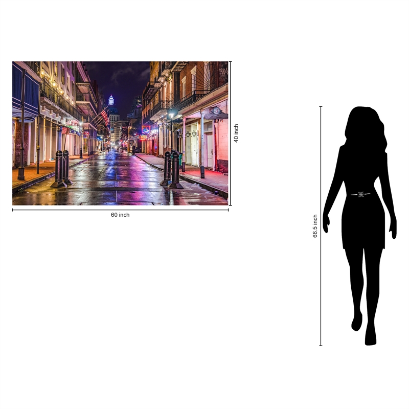 Pemberly Row Bourbon Street Tempered Glass Wall Art in Multicolored Design