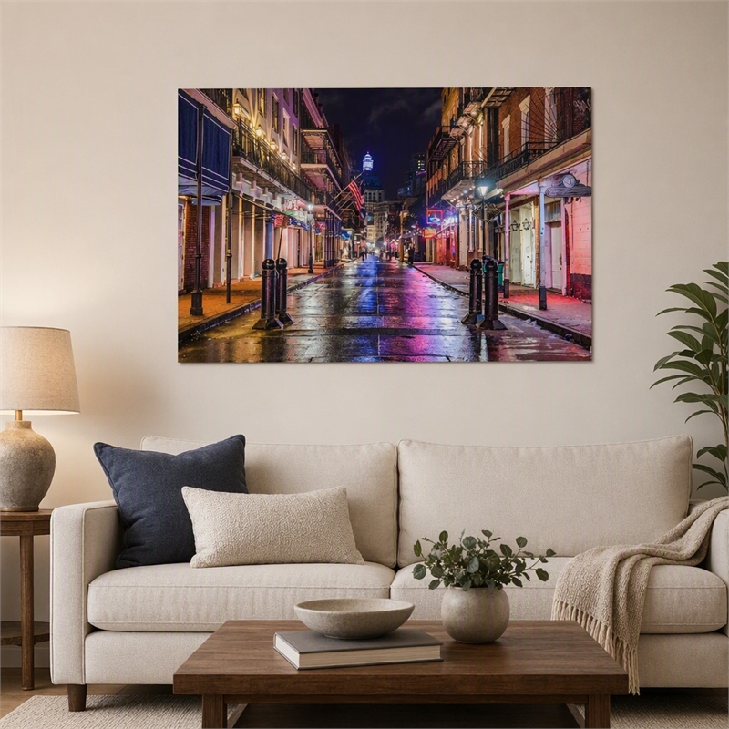Pemberly Row Bourbon Street Tempered Glass Wall Art in Multicolored Design