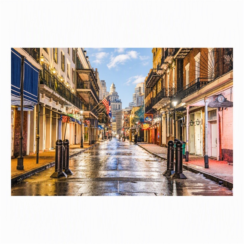 Pemberly Row Bourbon Street Tempered Glass Wall Art in Multicolored Design