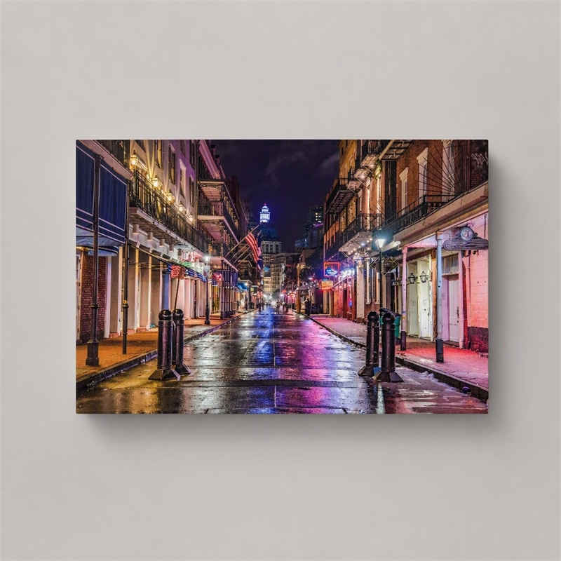 Pemberly Row Bourbon Street Tempered Glass Wall Art in Multicolored Design