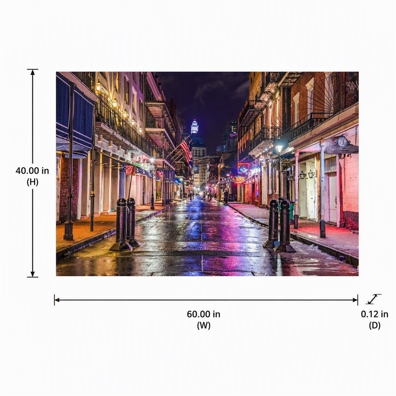 Pemberly Row Bourbon Street Tempered Glass Wall Art in Multicolored Design