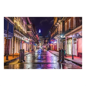 Pemberly Row Bourbon Street Tempered Glass Wall Art in Multicolored Design