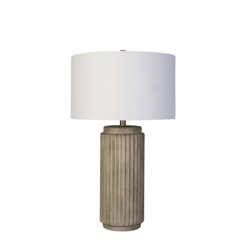 Pemberly Row Ribbed Table Lamp with Ceramic Base in Stonewash Finish