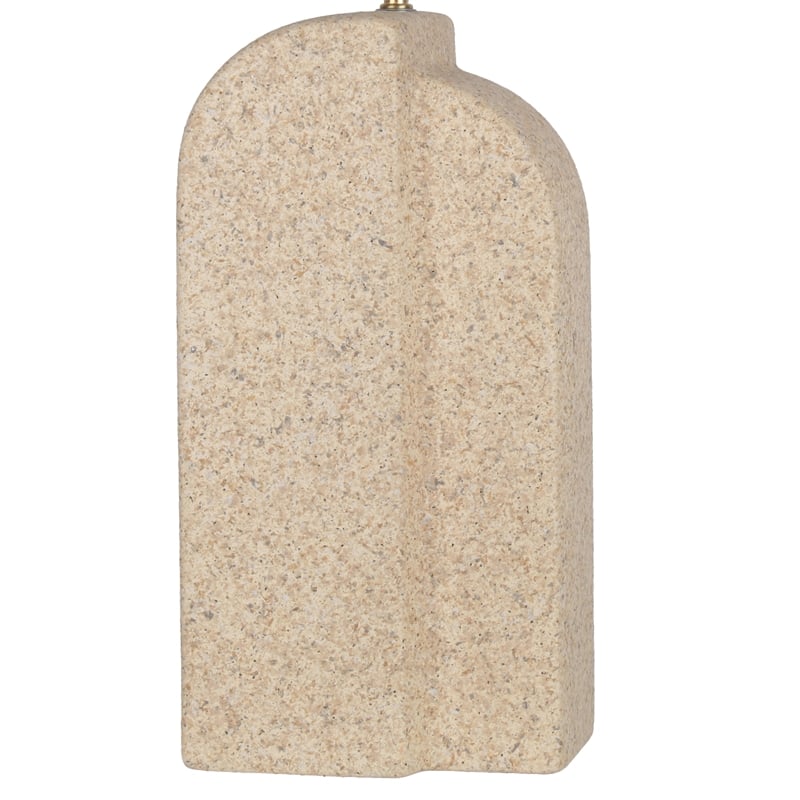 Pemberly Row Sculpted Sandstone Table Lamp with Linen Shade