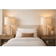 Pemberly Row Sculpted Sandstone Table Lamp with Linen Shade