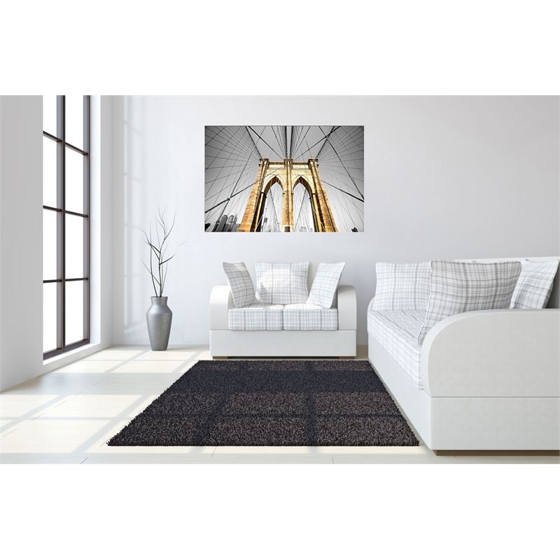 Pemberly Row Frameless Tempered Glass Wall Art of Brooklyn Bridge