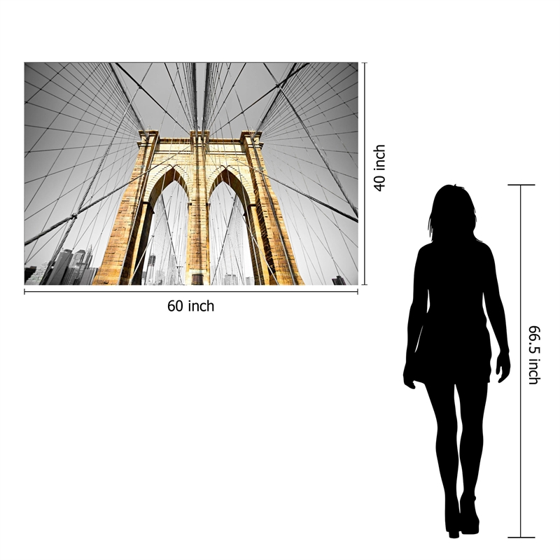 Pemberly Row Frameless Tempered Glass Wall Art of Brooklyn Bridge