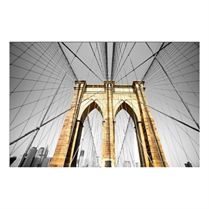Pemberly Row Frameless Tempered Glass Wall Art of Brooklyn Bridge