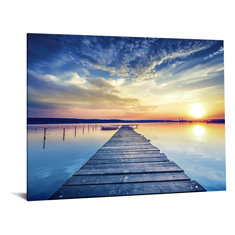 Pemberly Row Frameless Tempered Glass Wall Art of Coastal Sunset