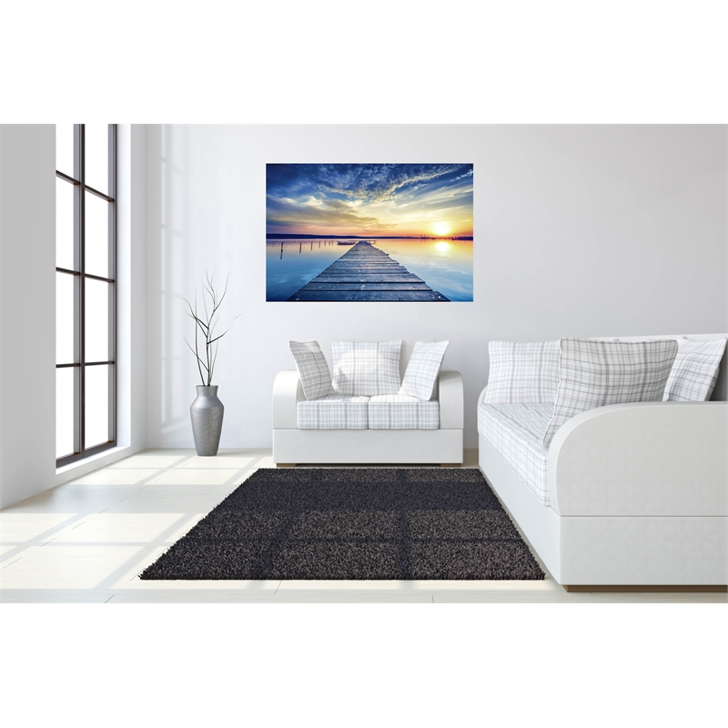 Pemberly Row Frameless Tempered Glass Wall Art of Coastal Sunset