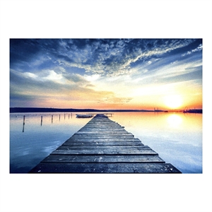 Pemberly Row Frameless Tempered Glass Wall Art of Coastal Sunset