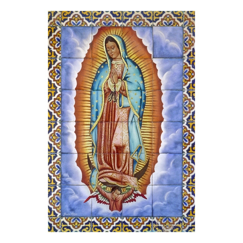 Pemberly Row Virgin Mary Frameless Tempered Glass Wall Art 40