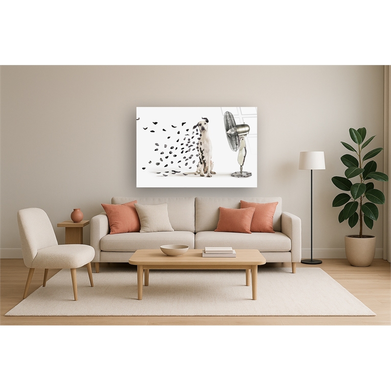 Pemberly Row Dalmatian Frameless Tempered Glass Wall Art - Multicolor