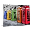Pemberly Row Colorful Phone Booths Frameless Tempered Glass Wall Art
