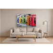 Pemberly Row Colorful Phone Booths Frameless Tempered Glass Wall Art