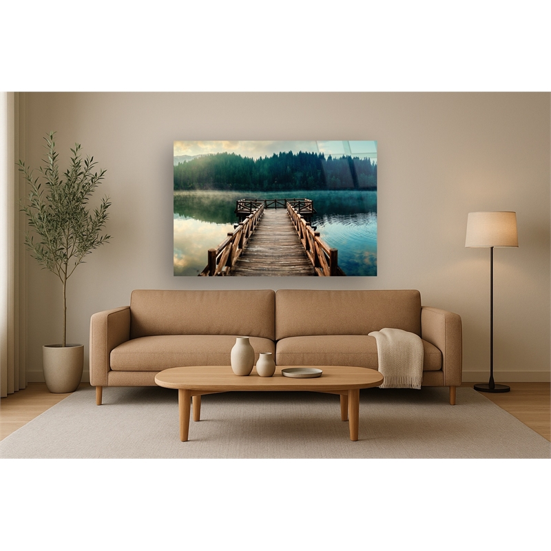Pemberly Row Frameless Tempered Glass Wall Art Dock Views 60