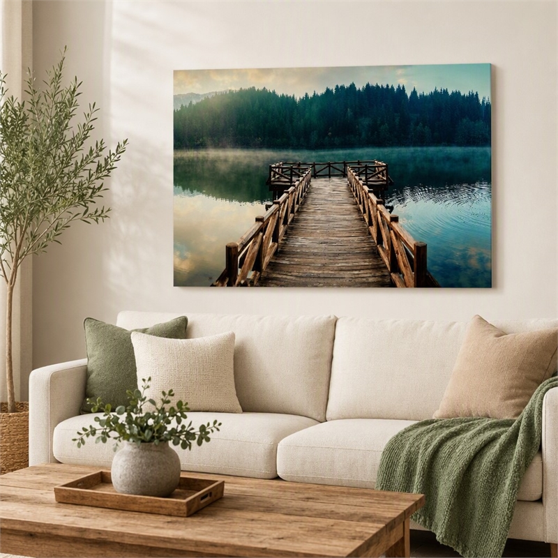 Pemberly Row Frameless Tempered Glass Wall Art Dock Views 60