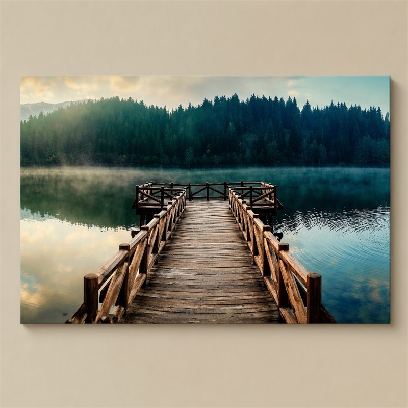 Pemberly Row Frameless Tempered Glass Wall Art Dock Views 60