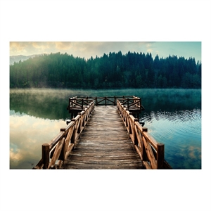 Pemberly Row Frameless Tempered Glass Wall Art Dock Views 60&quot x 40&quot Multicolor