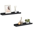 Pemberly Row MDF Frame Ledge Shelf in Black - Set of 2