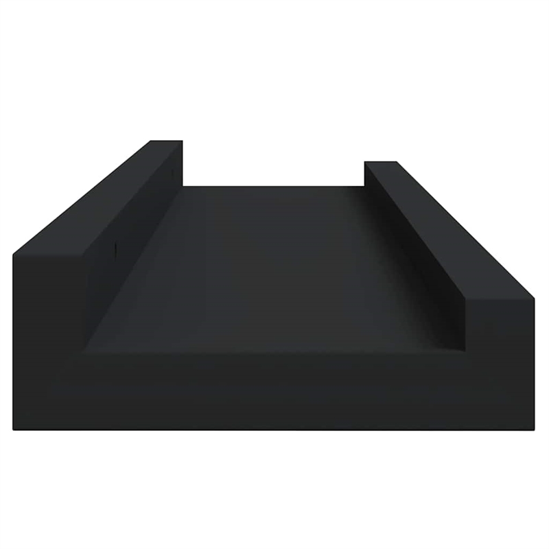 Pemberly Row MDF Frame Ledge Shelf in Black - Set of 2