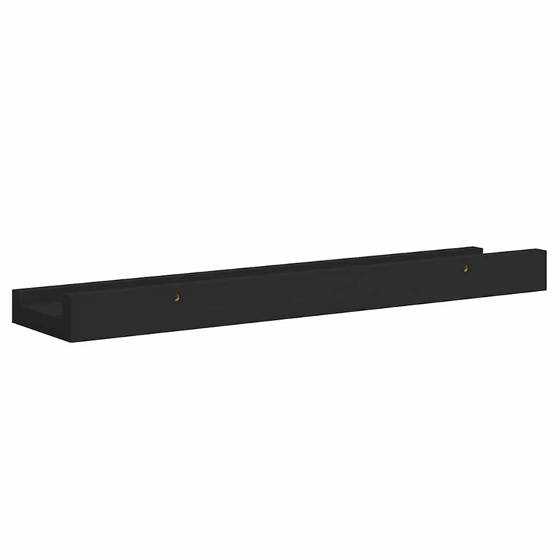 Pemberly Row MDF Frame Ledge Shelf in Black - Set of 2