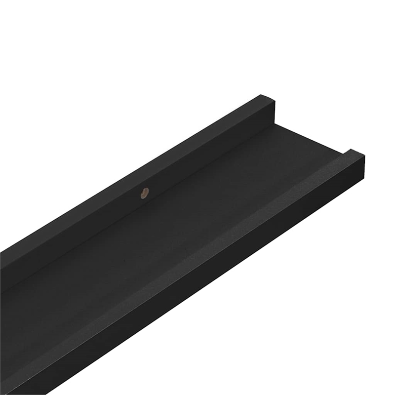 Pemberly Row MDF Frame Ledge Shelf in Black - Set of 2