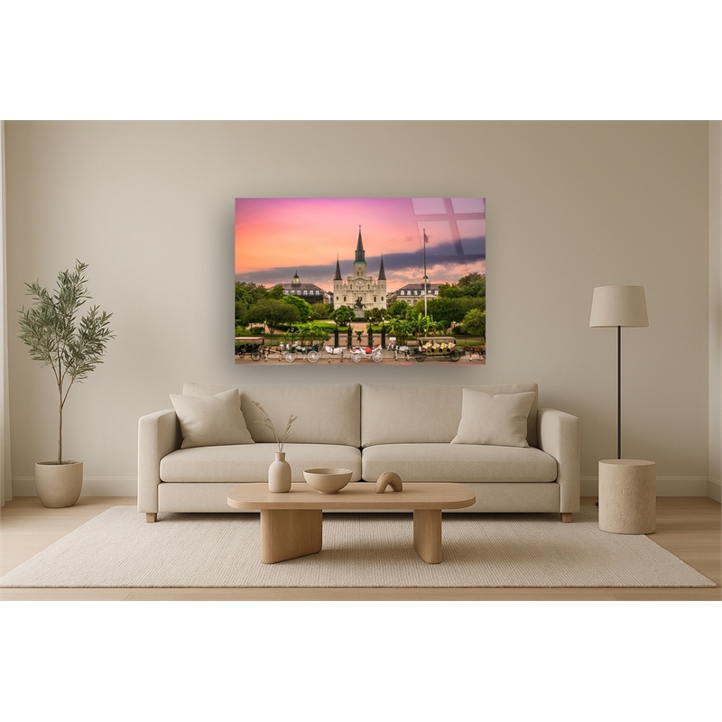 Pemberly Row Jackson Square Frameless Tempered Glass Wall Art 60