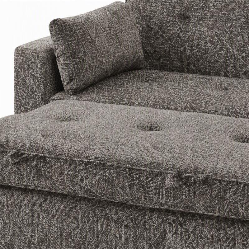Pemberly Row Set of 2 - TV Stand Fireplace and Chenille Sofa Sleeper