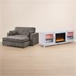 Pemberly Row Set of 2 - TV Stand Fireplace and Chenille Sofa Sleeper