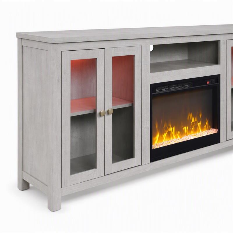 Pemberly Row 2-Piece Set of Fireplace TV Console and Convertible Sofa Sleeper
