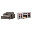 Pemberly Row 2-Piece Set of Fireplace TV Console and Convertible Sofa Sleeper
