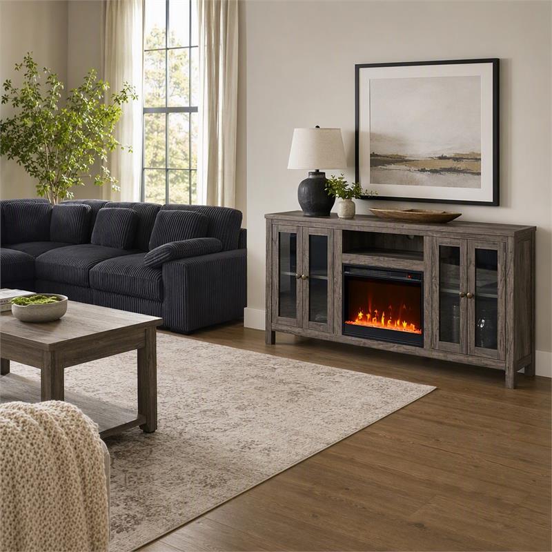Pemberly Row Set of 2 - Fireplace TV Console and Modular Sectional Sofa